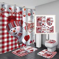 Ensemble de rideaux de douche décoratifs de style américain avec bonhomme de neige de Noël, en polyester, imperméables et résistants à la moisissure, rideaux de salle de bain personnalisés
