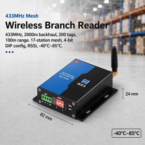 เครื่องอ่าน RFID ไร้สาย 433MHz ของผู้ผลิต พร้อมแท็ก 200 ตัว ระยะ 100 ม. ระยะส่งกลับ 2000 ม. ระยะ RSSI -40C สำหรับคลังสินค้า โรงงาน ระบบ RTLS - Product Image 1