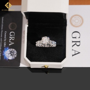 เครื่องประดับสุดหรูพร้อมแหวนเพชรโมอิสซาไนต์ทรงกลม925แหวนหมั้นเพชรโมอิสซาไนต์เงินแท้สำหรับผู้หญิงผ่านการทดสอบเพชรที่ผ่านมา - Product Image 2