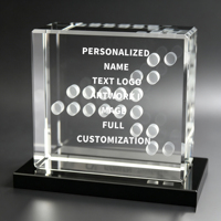 Trofeo de Cristal Neelpure 140235 con Patrón de Puntos Grabado en 3D y Base Negra para Premios Corporativos