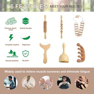 Strumenti di massaggio di terapia di legno per Maderoterapia <span class=keywords><strong>Kit</strong></span> per il corpo scolpire il drenaggio linfatico Anti-Cellulite dolore muscolare alla schiena - Product Image 6