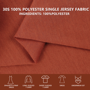 Factory Stock 30S 100% Polyester Single Jersey Fabric 130GSM 168CM Knitted Textile for T Shirt Casual Wear - Product Image 3