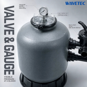 Système de filtration d'eau de piscine WAVETEC avec filtre à sable à montage latéral et pompe à valve multi-ports pour piscine - Product Image 4