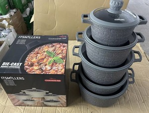 Lot de 10 ustensiles de cuisine uniques à motif brique, en aluminium moulé sous pression, antiadhésifs, comprenant une <span class=keywords><strong>casserole</strong></span> et une marmite peu profonde de 32 cm, grande capacité - Product Image 3
