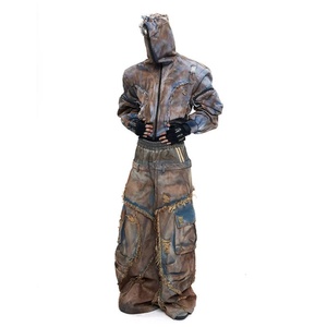 Ensemble de veste de moto en jean délavé et déchiré pour homme, style décontracté d'hiver, pantalon en jean tricoté, veste en jean style jean, 2025 - Product Image 1