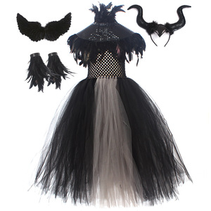 <span class=keywords><strong>Disfraz</strong></span> de bruja para niñas, conjuntos de 3 uds de alas de cuernos, vestido de tutú de <span class=keywords><strong>maléfica</strong></span> reina malvada, traje de vampiro con tocado de diablo de Halloween - Product Image 6