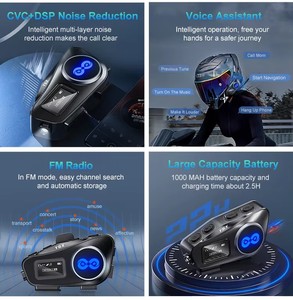 Casque de <span class=keywords><strong>moto</strong></span> intégral avec kit oreillette sans fil, étanche IPX-6, batterie 500-1000mAh, modèle Y6X - Product Image 6
