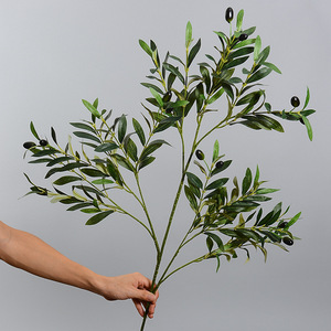 En gros, Branches d'olivier artificielles à 3 branches, avec feuilles et fruits, pour mariages - Product Image 2