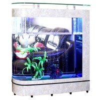 Aquarium en verre en forme de U de luxe sur mesure 150-1500L avec meuble, système de filtration arrière et écran de séparation pour la maison