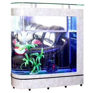 Luxo Modern Retangular <span class=keywords><strong>Fish</strong></span> Tank Aquário Eco-Friendly Gabinete Integrado Cantos Arredondados Vidro Água Display Sala 32L - Product Image 1
