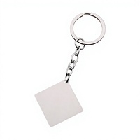 Porte-clés carré vierge en acier inoxydable, gravable au laser, imprimable couleur UV, étiquette métallique personnalisable avec logo, cadeau de vacances