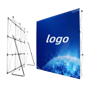 Portable Rectangle Aluminum Folding 8'Wx8'H Event -up Back Wall <b>Stand</b> PVC Fabric for Exhibit Trade Show Display <b>Stand</b> Banner - Product Image 1