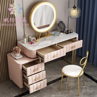Coiffeuse de princesse en acier inoxydable, commode moderne, modèle de luxe, Table de maquillage avec miroir, DS001