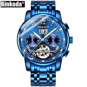 <span class=keywords><strong>BINKADA</strong></span> B7062 하이 퀄리티 남성 메커니즘 시계 최고의 스테인레스 스틸 밴드 방수 스켈레톤 Tourbilion 캐주얼 손목시계 - Product Image 1