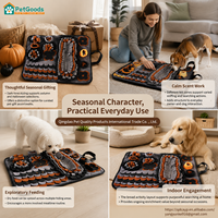 Tapis de reniflement en feutre pour animaux de compagnie 50x60cm, lavable, pour l'entraînement olfactif et l'alimentation lente, motif floral foncé, jouet distributeur de friandises pour chiens de petite et moyenne taille