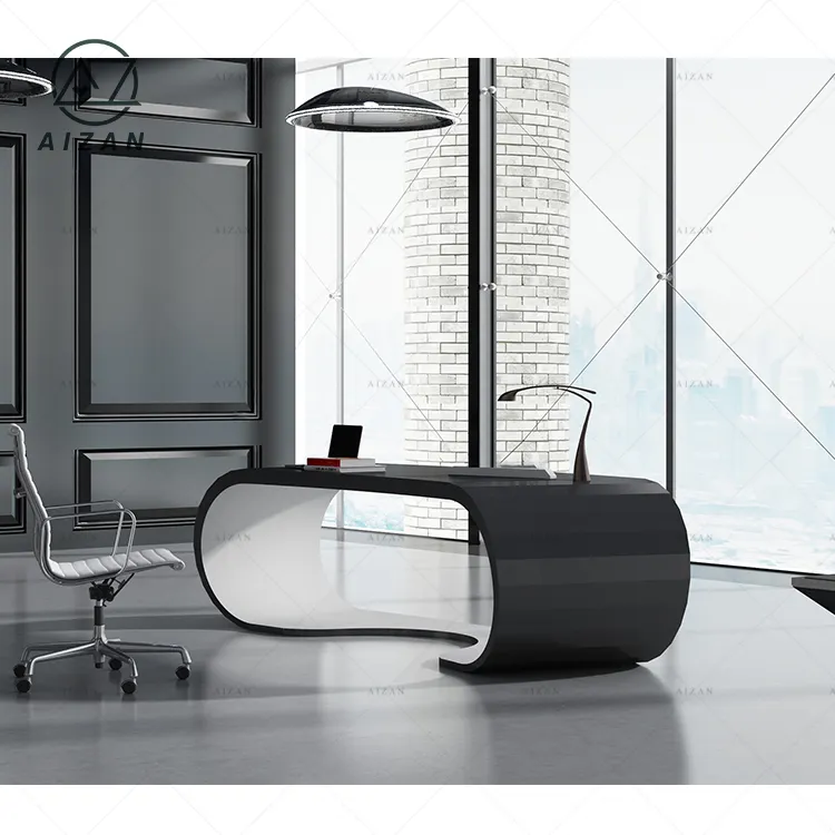 2024 vendita calda moderna tavolo da ufficio nero executive CEO scrivania da ufficio per la vendita