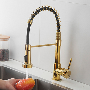 Luxury Gold Brass Single Handle Pull <b>Down</b> Kitchen Mixer Tap 2 Way Water Outlet Kitchen MK9804G - Product Image 4