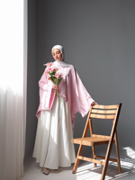 YXN054 Ensemble élégant et modeste musulman 2 pièces, haut à manches chauve-souris avec jupe longue, tenue islamique pour le Ramadan, l'Aïd et le quotidien