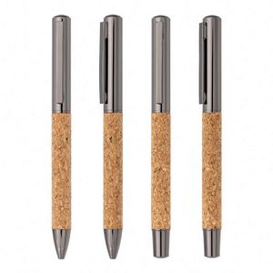 Wholesale Eco-friendly High Quality Twist Pen Soft Cork Wooden Roller with Metal Ballpoint Custom Logo Box for Business <b>Gift</b> - Product Image 1