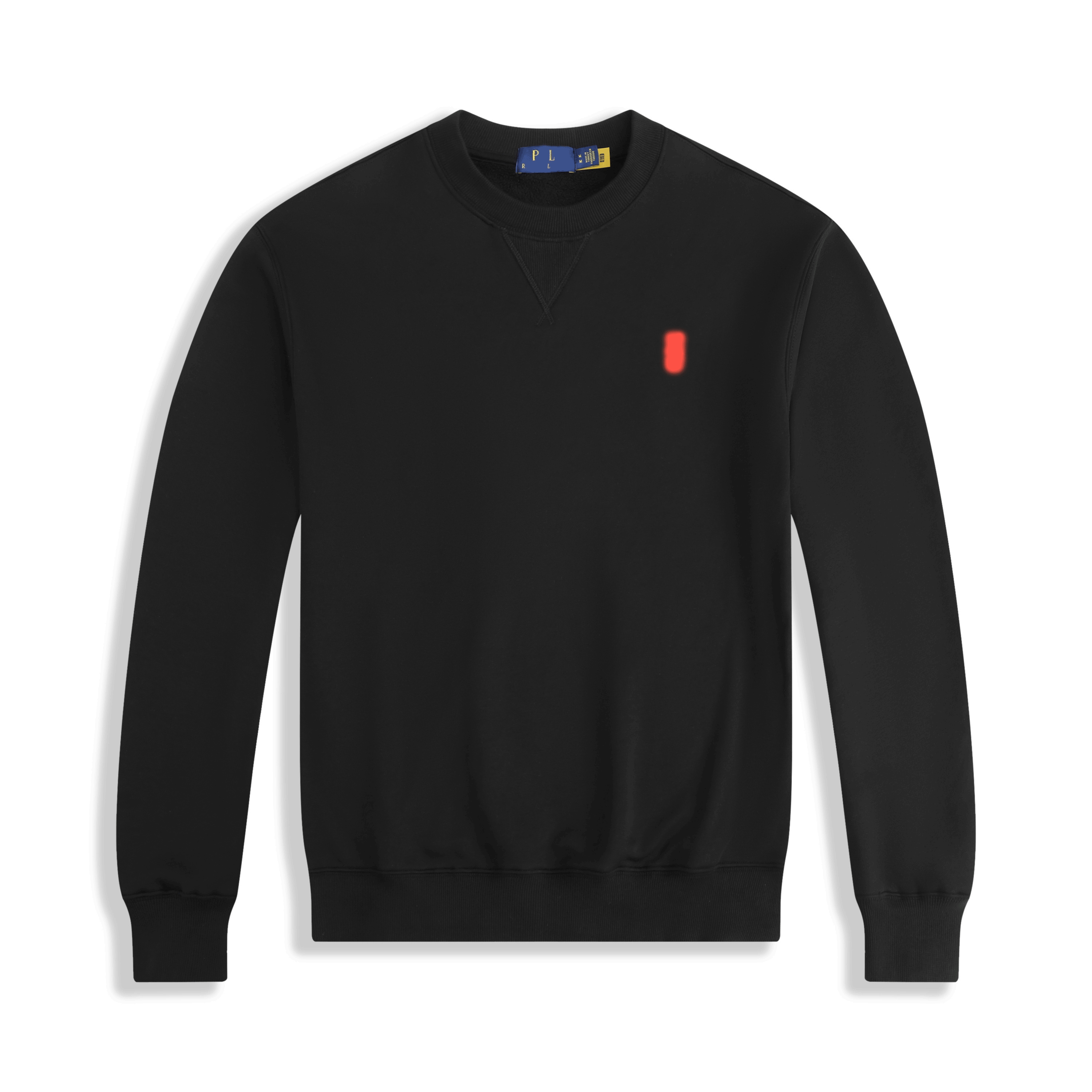 Negro con logo RL rojo.