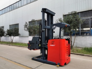 1t 1.5t Max 10m Narrow Aisle Forklift Whree Stacker Way 3-way Forklift <strong>Reach</strong> Truck Seat Down <strong>Operation</strong> with Triplex Mast