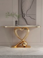 Nouvelle table console de luxe moderne avec plateau en marbre, design en acier inoxydable, table d'entrée haut de gamme, meubles de salon