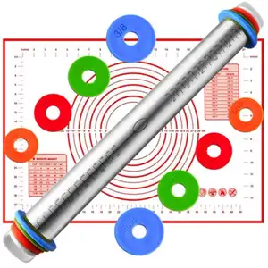 Регулируемая Скалка с силиконовым кольцом и тестовым ковриком для измерения тиснения логотипа на заказ