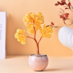 Vente en gros pot de fleurs en céramique cristal naturel puce arbres agate base citrine cristaux mosaïque ornementale décoration de la maison <span class=keywords><strong>amour</strong></span> - Product Image 3