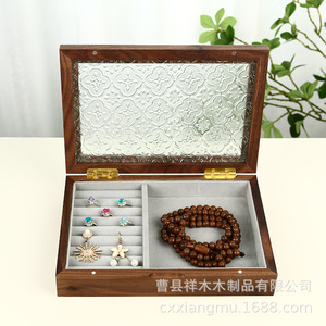 กล่องเครื่องประดับไม้ 24x16.5x5 ซม. สไตล์จีน แบ่งช่องเก็บของสำหรับจัดระเบียบเครื่องประดับ - Product Image 4