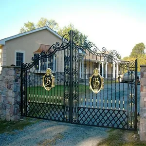 Personalizável Casa Villa Jardim Garagem Portões De Ferro Forjado de Luxo tubo quadrado de ferro forjado portão