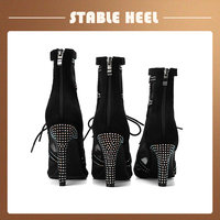 Nouvelles Chaussures de Danse de Salon/Latine pour Femmes, en Maille Aérée, avec Strass, Bottes Creuses à Talons Hauts Souples, Printemps-Été, Tailles 34-46