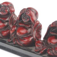 Ensemble de Statues Décoratives pour la Maison en Résine Rouge Antique, Trois Sages Moines Bouddhistes Peints à la Main, Ne Voient, N'entendent, Ni N'ont Pas de Bave à Raconter (Harems, Ne voient, Ne n'entendent, Ne n'ont pas de mauvaises intentions)