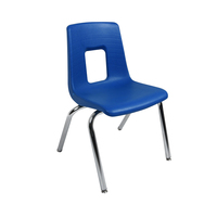Chaise d'écolier empilable en plastique bleu marine à trou carré, modèle américain très vendu, idéale pour les salles de classe
