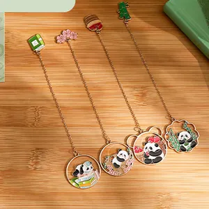 Cute creative panda metal bookmark cartoon pendant children graduation gift student reading mark book page clip