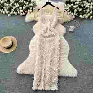 Vestido Midi Casual Tejido Estilo Romano para Mujer, Verano 2025, Corte Imperio, Encaje 3D, Ajustado al Cuerpo - Product Image 1