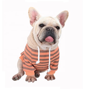 Felpa con cappuccio in pelle di agnello ricamata <span class=keywords><strong>vestiti</strong></span> per cani e abiti coordinati per proprietari 2021 nuovo prodotto a strisce animale sostenibile 06-1382 - Product Image 5