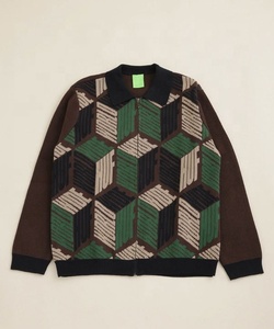 Áo khoác nam dệt kim jacquard VSCOO OEM & ODM bán chạy, thiết kế tùy chỉnh họa tiết sọc, tay dài, kiểu áo len <span class=keywords><strong>Coogi</strong></span> - Product Image 1