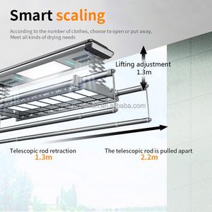 Smart Electric Clothes Drying Rack With LED <b>Lighting</b> Stainless Steel Telescopic Design For Balcony Use - Product Image 3