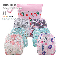 Lot de 6 couches lavables réutilisables pour bébé en tissu avec inserts en bambou et 1 sac étanche pour couches en tissu à boutons-pression pour bébé