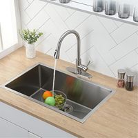 Robinet de cuisine moderne à poignée unique, monté sur le pont, avec cartouche en céramique, acier inoxydable 304, finition nickel brossé à arc haut, robinet pour camping-car