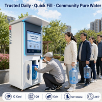 Distributeur d'eau glacée intelligent avec capteur, rinçage automatique, alerte à distance 4G, alarme de niveau d'eau faible, kiosque d'eau purifiée par osmose inverse 24H UV OEM