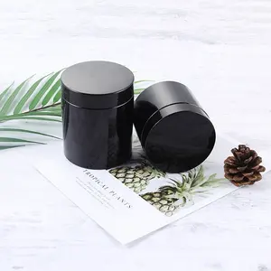 Stock Empty PET Plastic 100ml 120ml 150ml 200ml 250ml 300ml 500ml 8oz Black Cosmetic Jar For Cream Cosmetic Packaging Containers