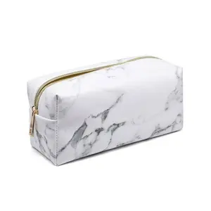 2024 Ladies New Square Marble Print Waterproof Personalized White Black Cosmetic Bag Pouch