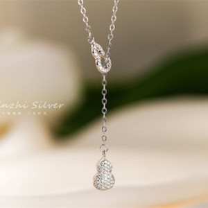 Nuova Collana Trendy in Argento Sterling 925 con Doppia Simbolo di Felicità per Donne, Ciondoli in Argento e Gioielli in Oro per Donne, Bracciale per Coppie - Product Image 5