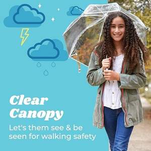 Paraguas Infantil de 19 Pulgadas, Diseño Moderno y Recto, Semi-Automático, con Burbuja Transparente, Ligero, Estilo Clásico, Protección Contra <span class=keywords><strong>el</strong></span> <span class=keywords><strong>Viento</strong></span> y la Lluvia - Product Image 4