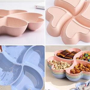 İstistackable meyve şekeri renkli akşam yemeği aperatif yiyecek servisi plastik tabak 4 bölme <span class=keywords><strong>Shamrock</strong></span> şekli aperatif tepsisi parti - Product Image 5
