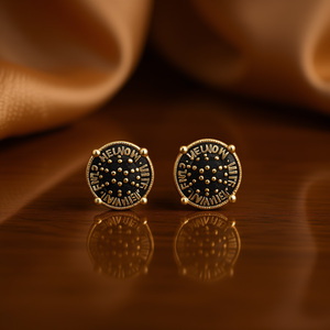 Orecchini a perno Helnow E4352 neri e oro con cristalli e strass, montatura a castone, classici, unisex, per tutti i giorni - Product Image 2