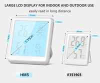 Chargement USB Intérieur Extérieur Numérique LCD Rétroéclairage Affichage Hygromètre Humidité et Température