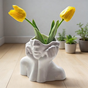 Jarrón de Cerámica de Estilo Nórdico de Alta Gama, Ecológico, Sin Plomo, con Logotipo Personalizado, Jarrón con Forma de Rostro Humano para Sala de Estar o Dormitorio - Product Image 6