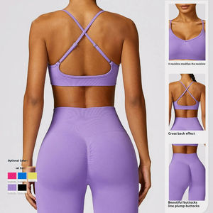 Set Abbigliamento Sportivo Personalizzato Senza Cuciture a Tinta Unita, Reggiseno Sportivo, Giacca, Pantaloni a Maniche Lunghe - Completo <span class=keywords><strong>da</strong></span> 3 Pezzi per <span class=keywords><strong>Palestra</strong></span> Fitness Yoga - Product Image 3